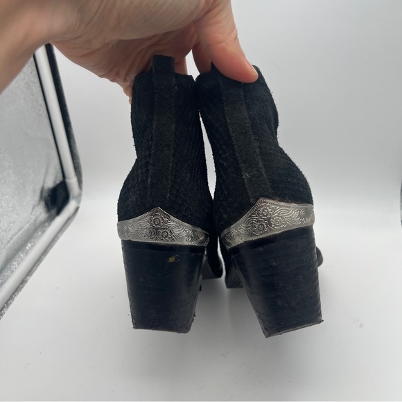 Jeffrey Campbell Cromwell Cutout Western Boot 8.5 Black Suede Snakeskin Heeled - Picture 5 of 8